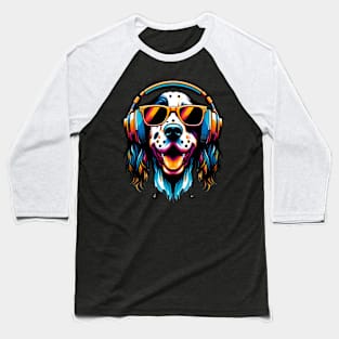 English Setter Smiling DJ with Harmonic Melodies Baseball T-Shirt